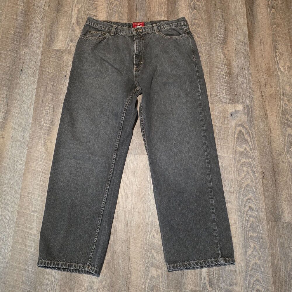 Chaps Denim Men's Black/Gray 42X28 HG52 Straight Leg Jeans RL